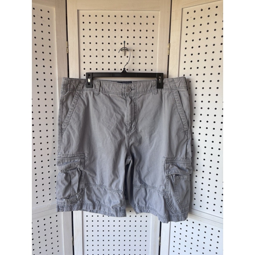 American Rag Men's 38 Gray Cargo Chino Khaki Shorts Relaxed Baggy Cotton